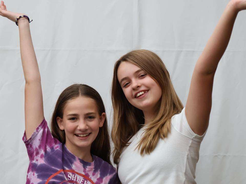 Two participants from Cheshire Youth Theatre Workshop having a great time in Nelson Hall Cheshire CT