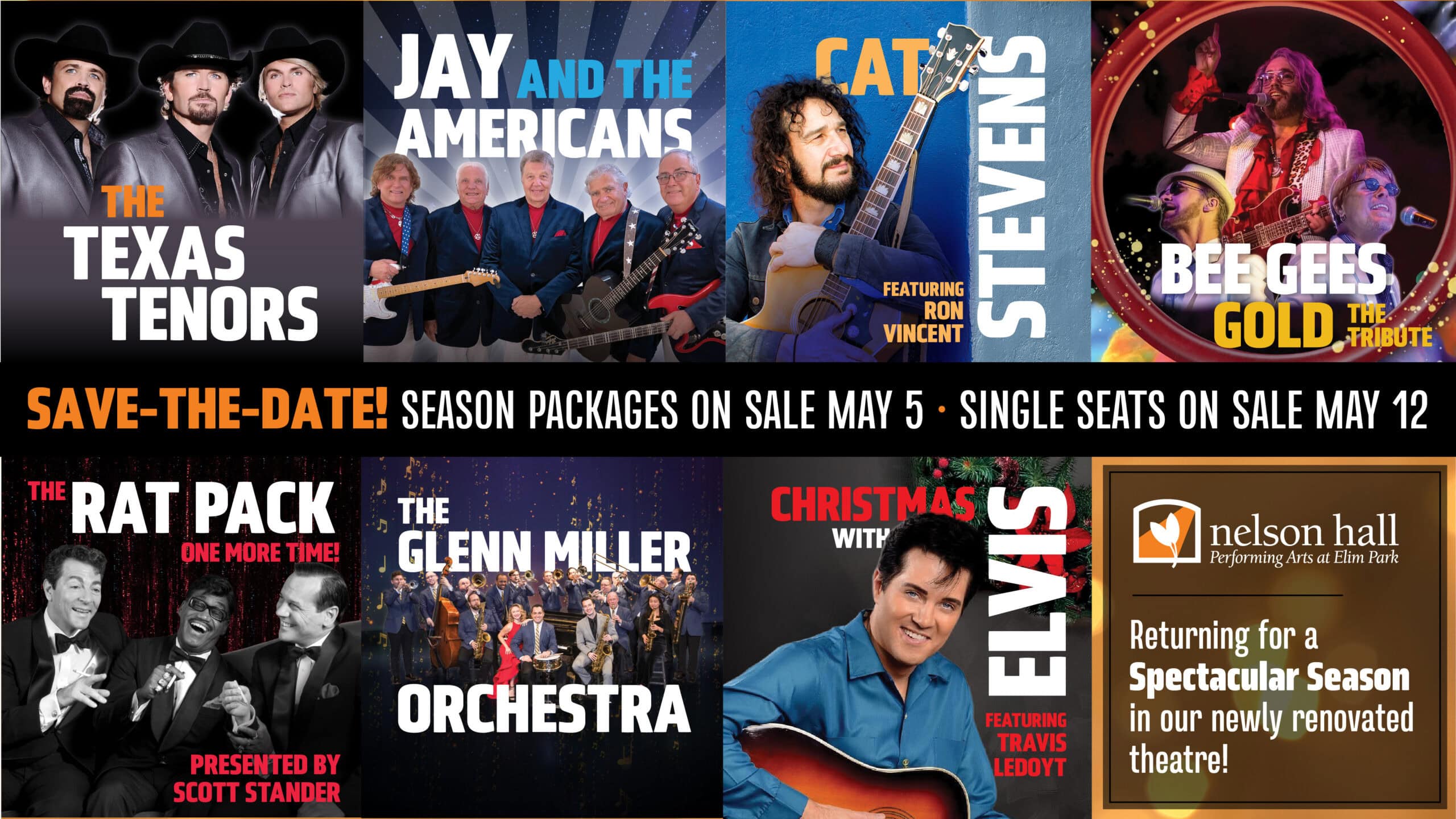 Nelson Hall save the date for an incedible Fall 2026 line up! Ticket packages on sale May 5, and individual ticket sales on sale May 12!