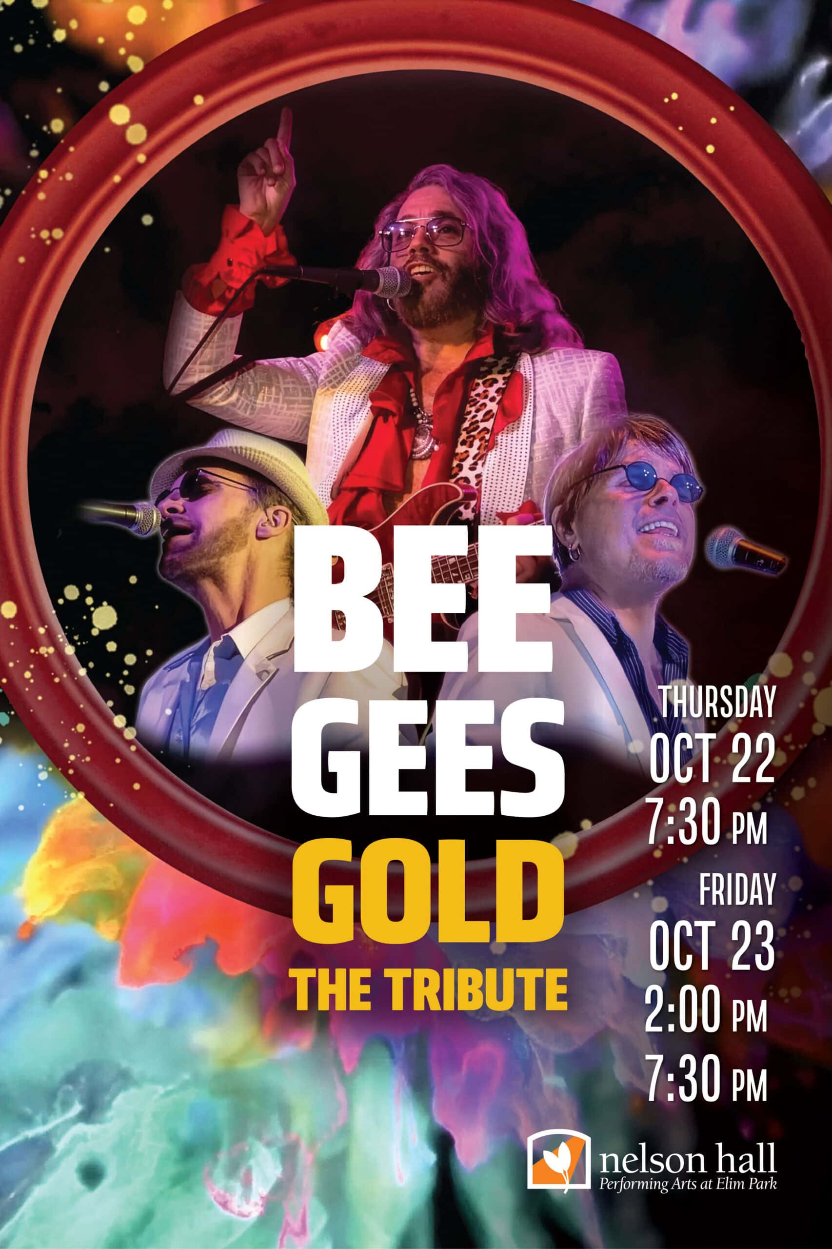 Bee Gees Gold tribute band performing live at Nelson Hall in Cheshire, CT October 2026