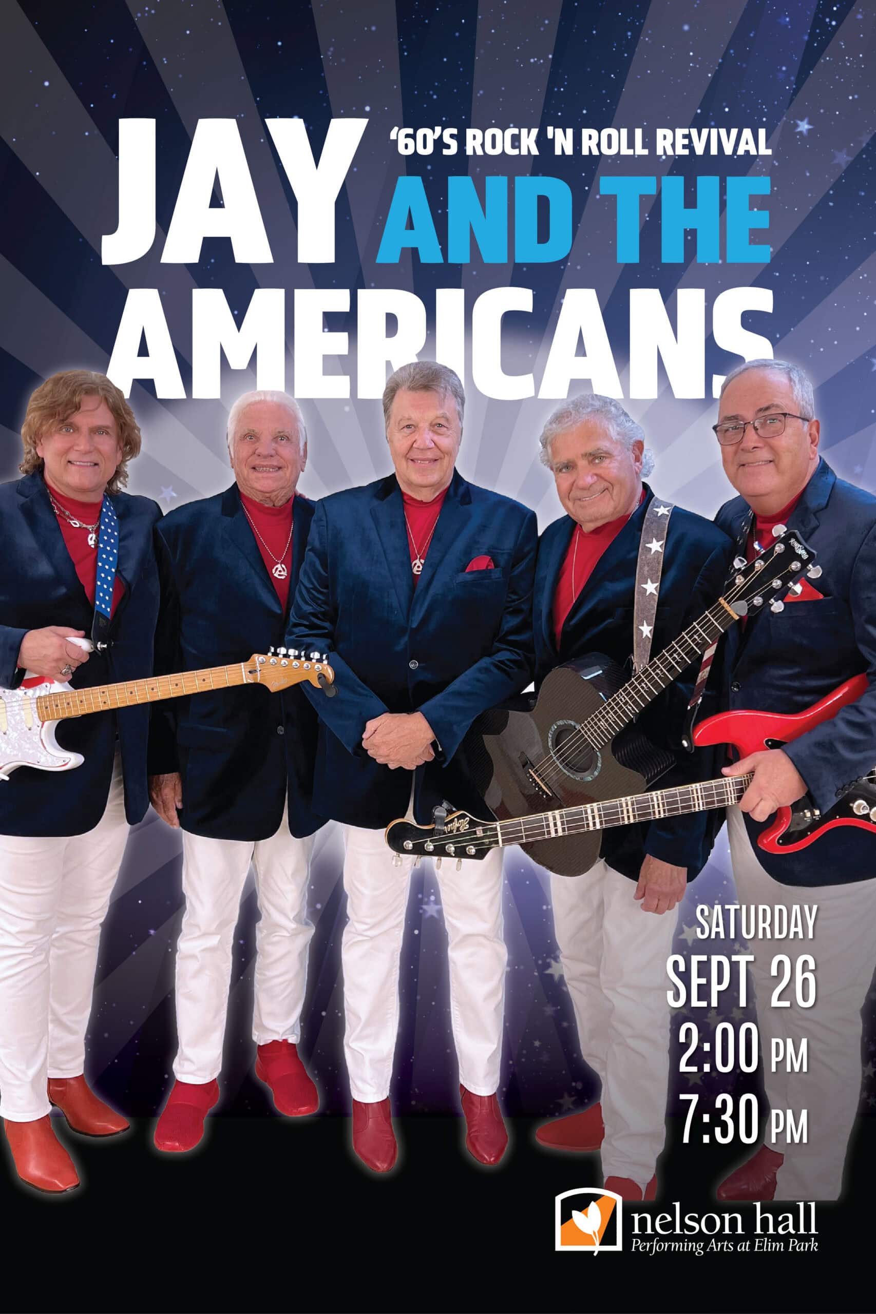 Jay and the Americans performing their 60s rock and roll revival show at Nelson Hall in Cheshire CT September 2026
